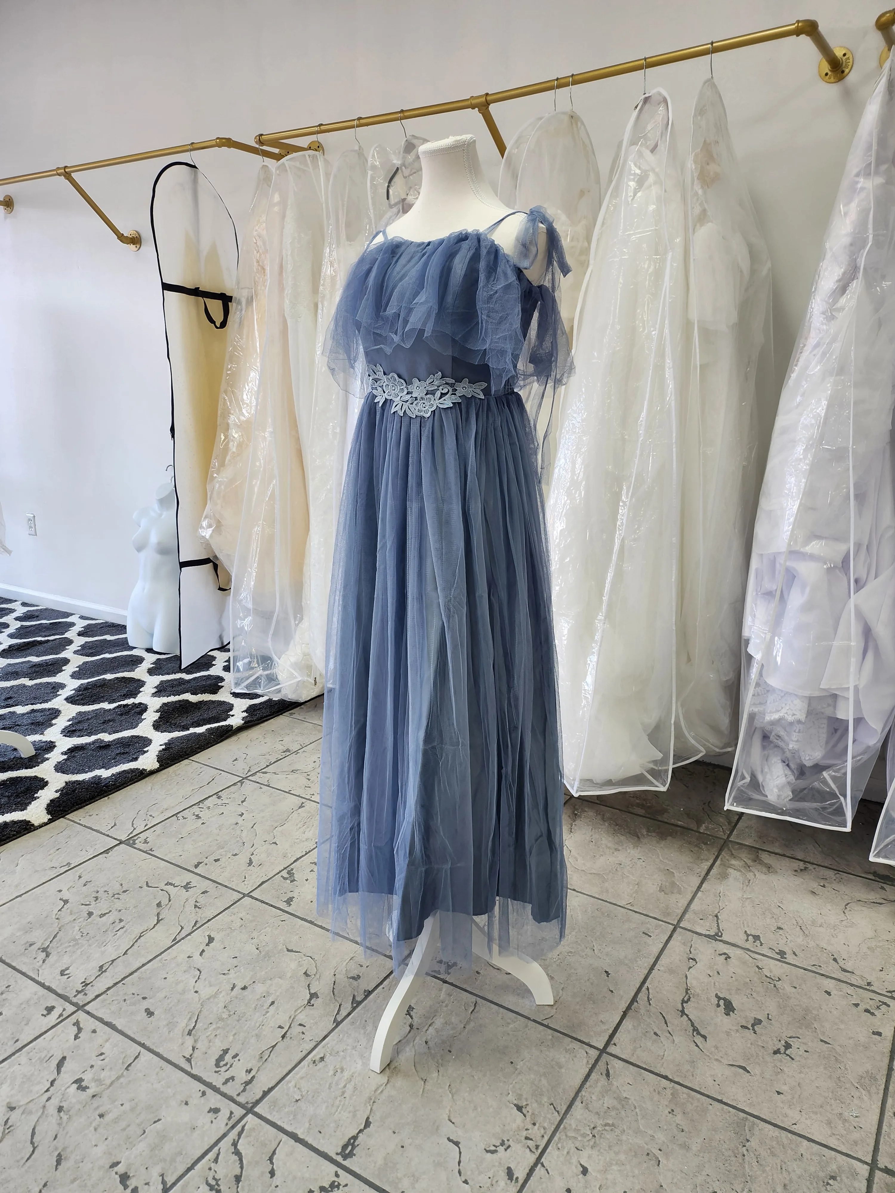 Flowy Ice Blue Bridesmaids Dress photo 2