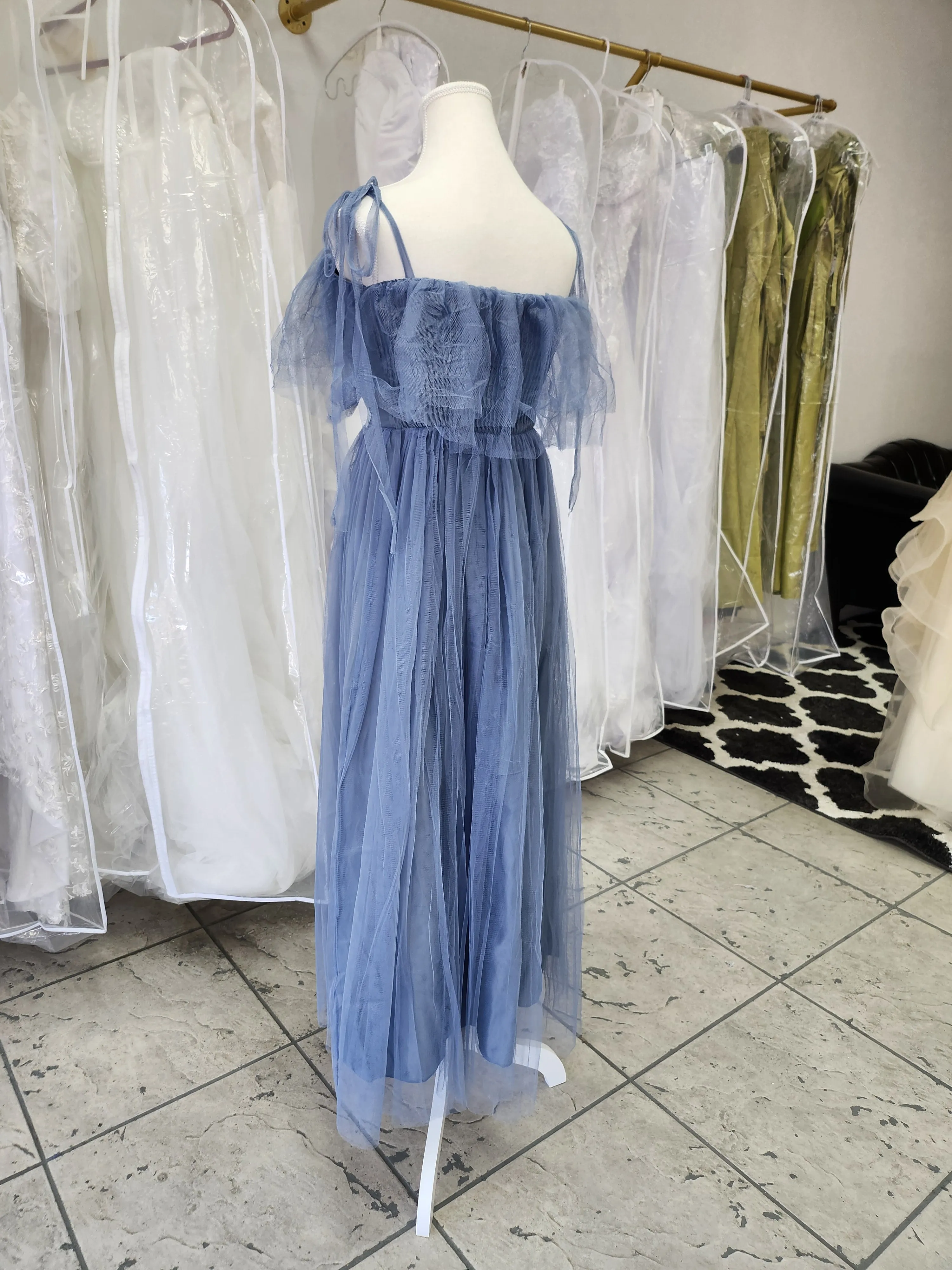 Flowy Ice Blue Bridesmaids Dress photo 6