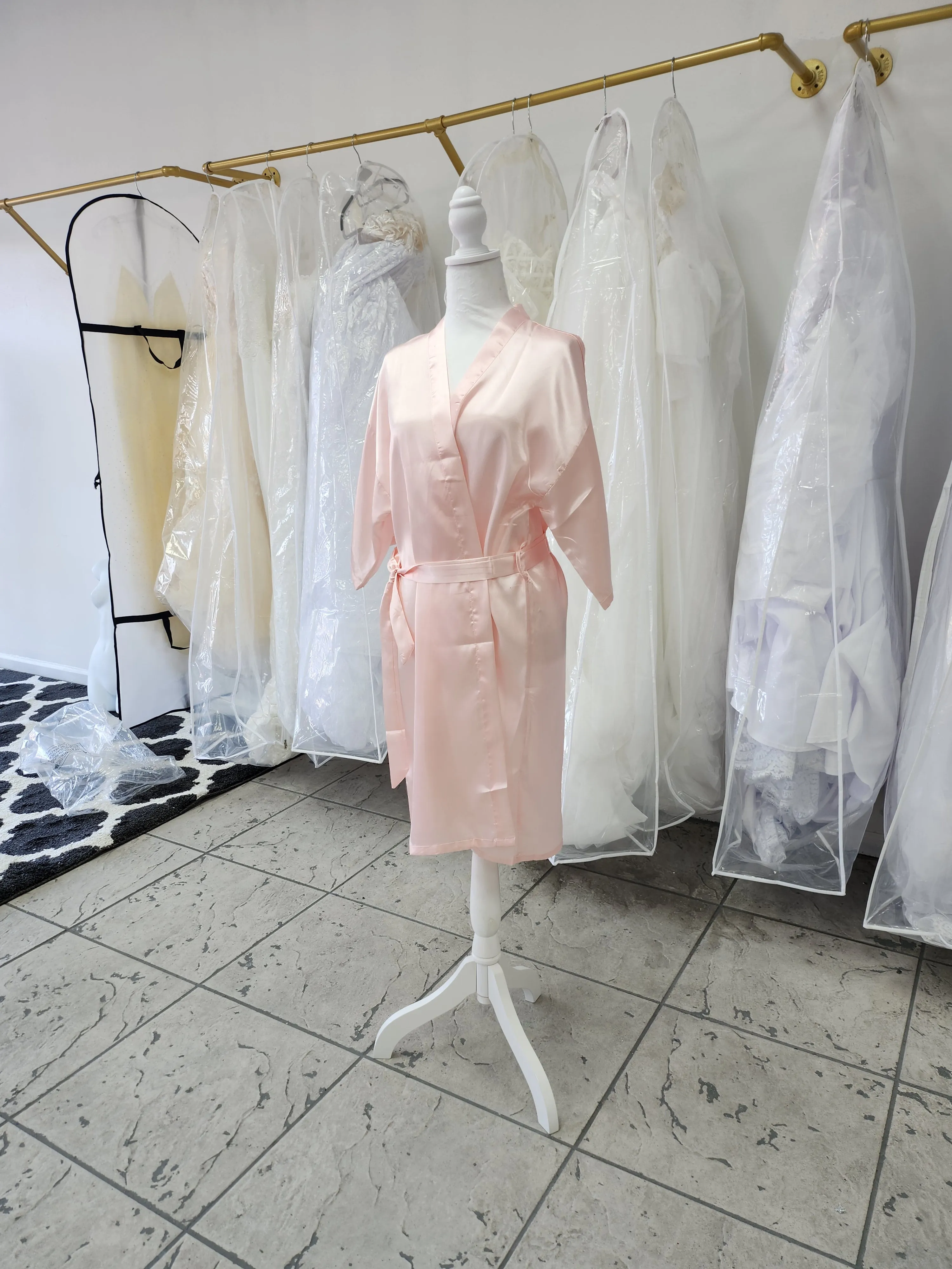 Embroidered Pink Satin Bride Kimono photo 2