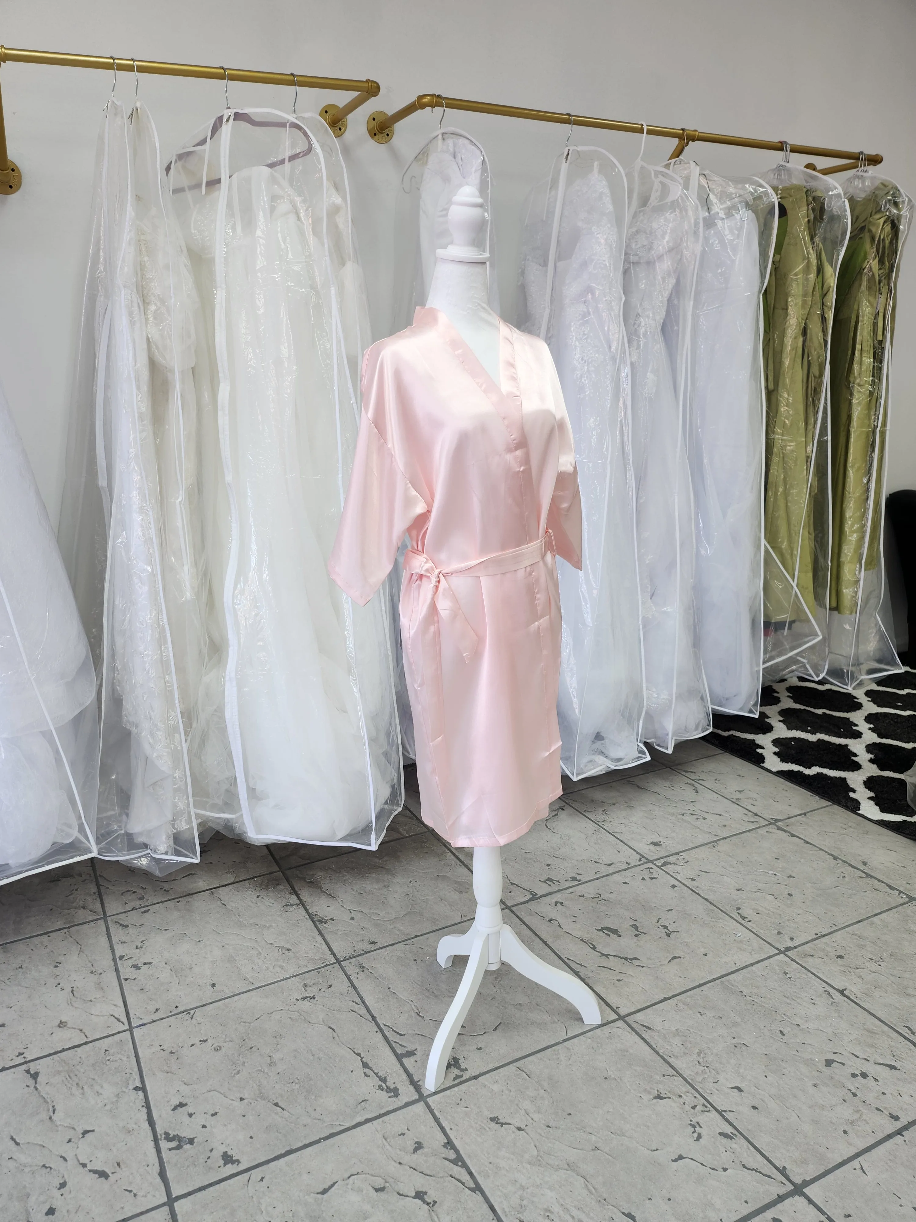 Embroidered Pink Satin Bride Kimono photo 3