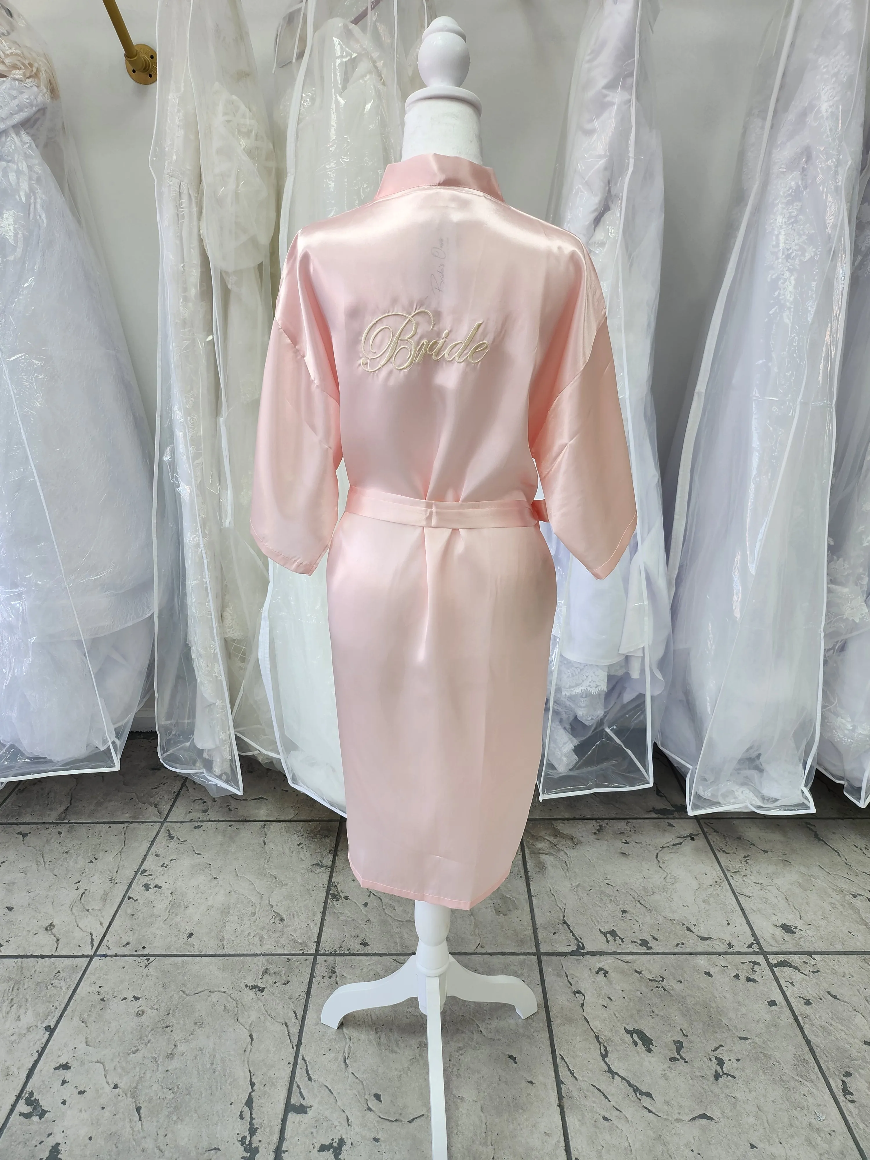 Embroidered Pink Satin Bride Kimono photo 4