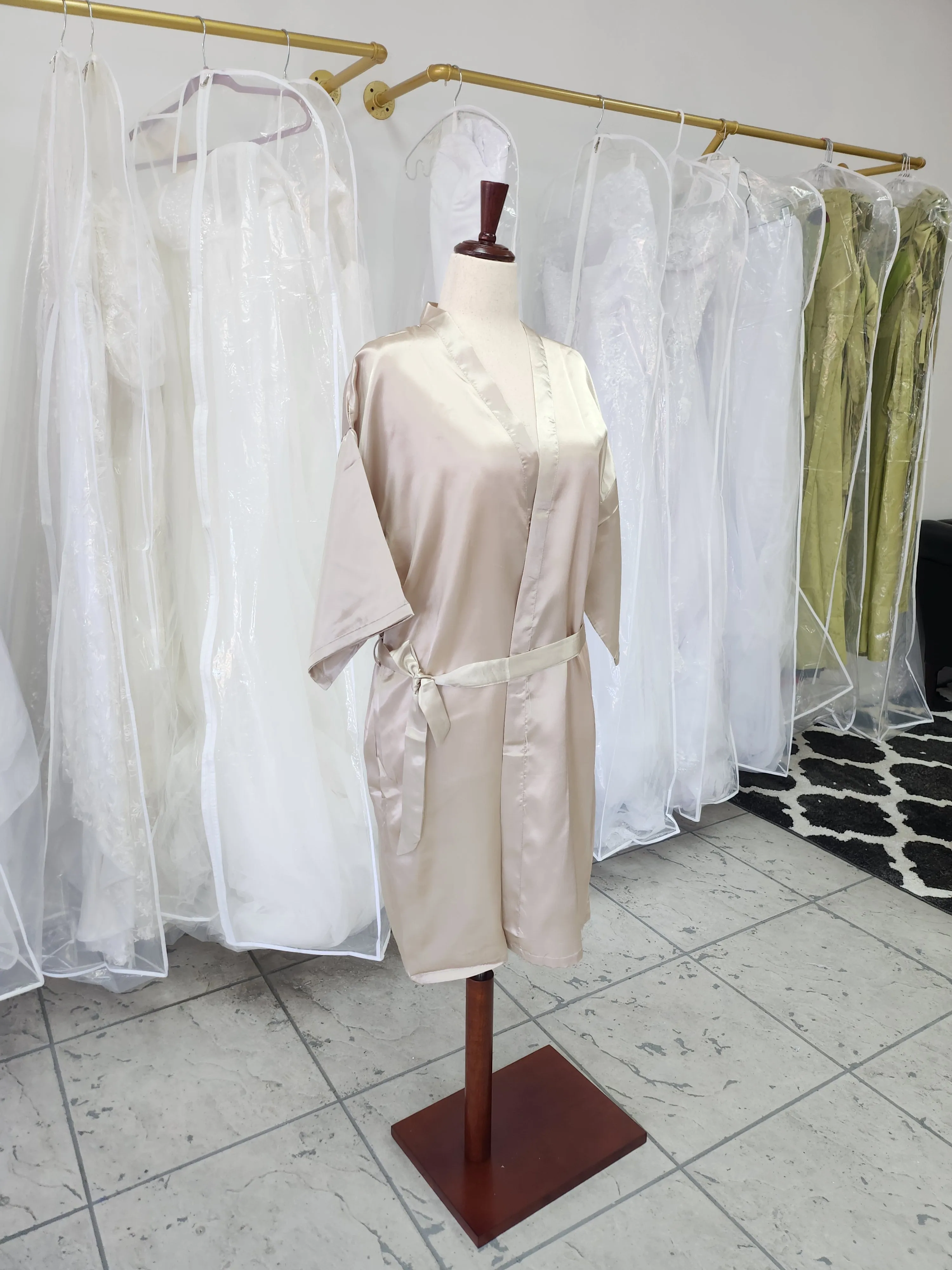 Champagne-gold Satin Bridesmaid Kimono photo 3