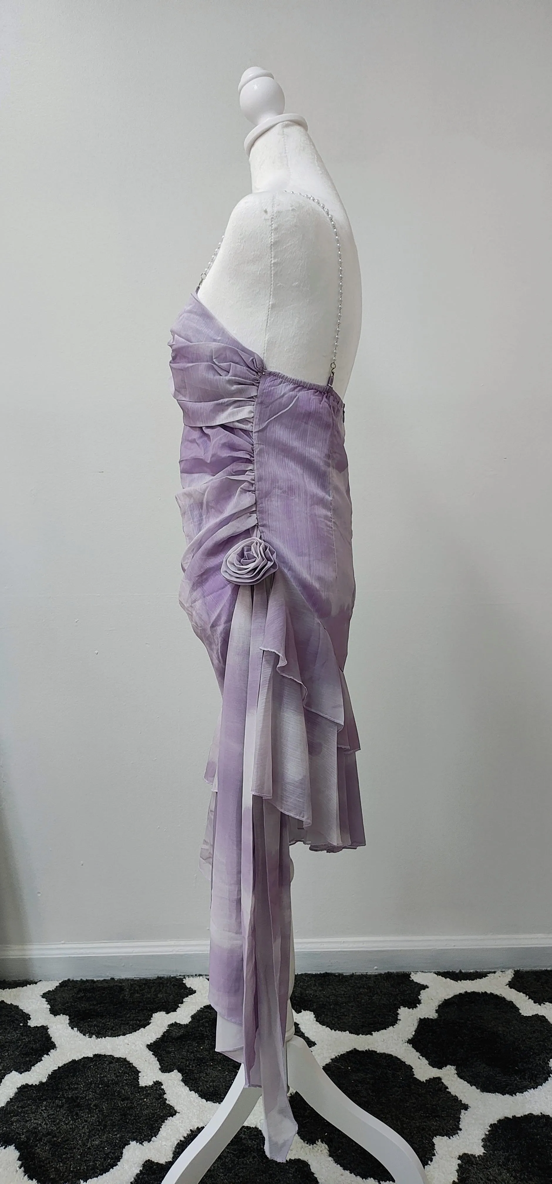 Lilac pearl prom dress photo 5