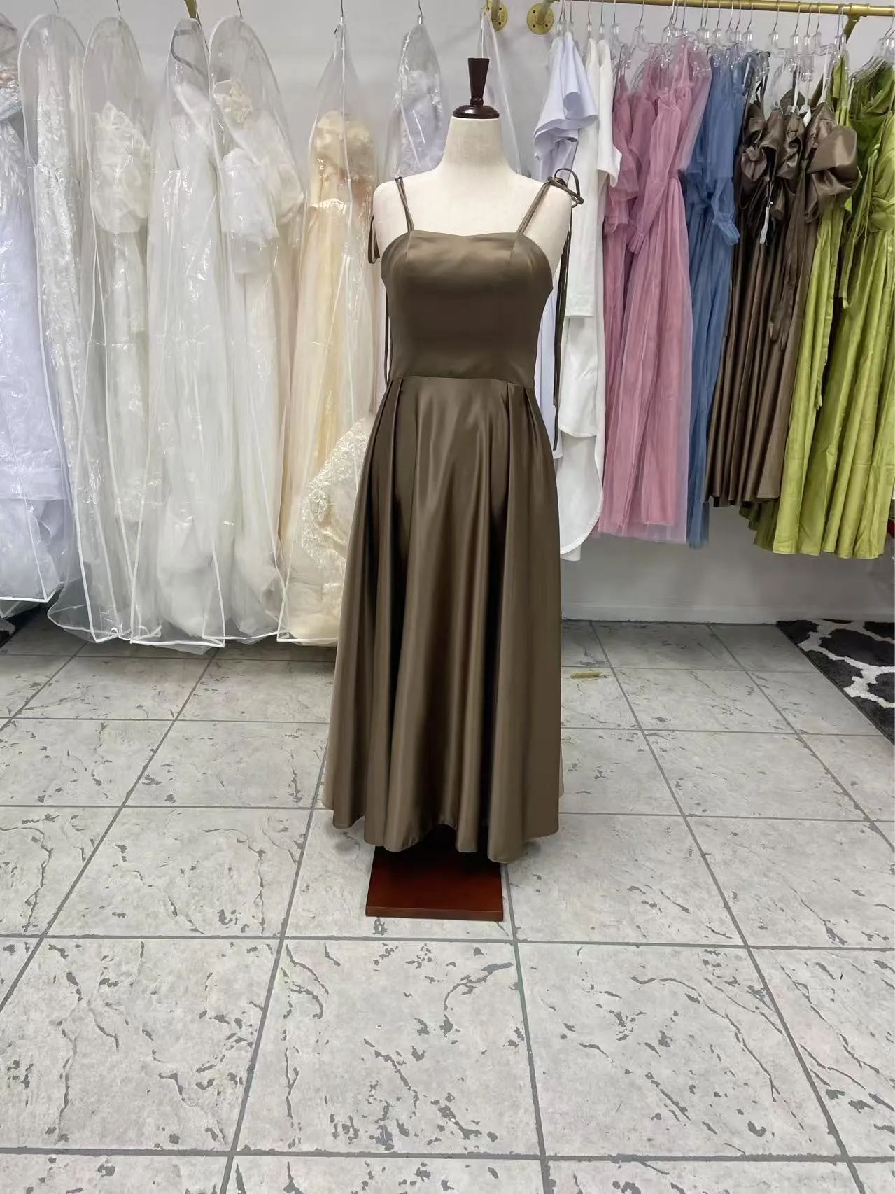 Latte Corset Bridesmaids Dress photo 2