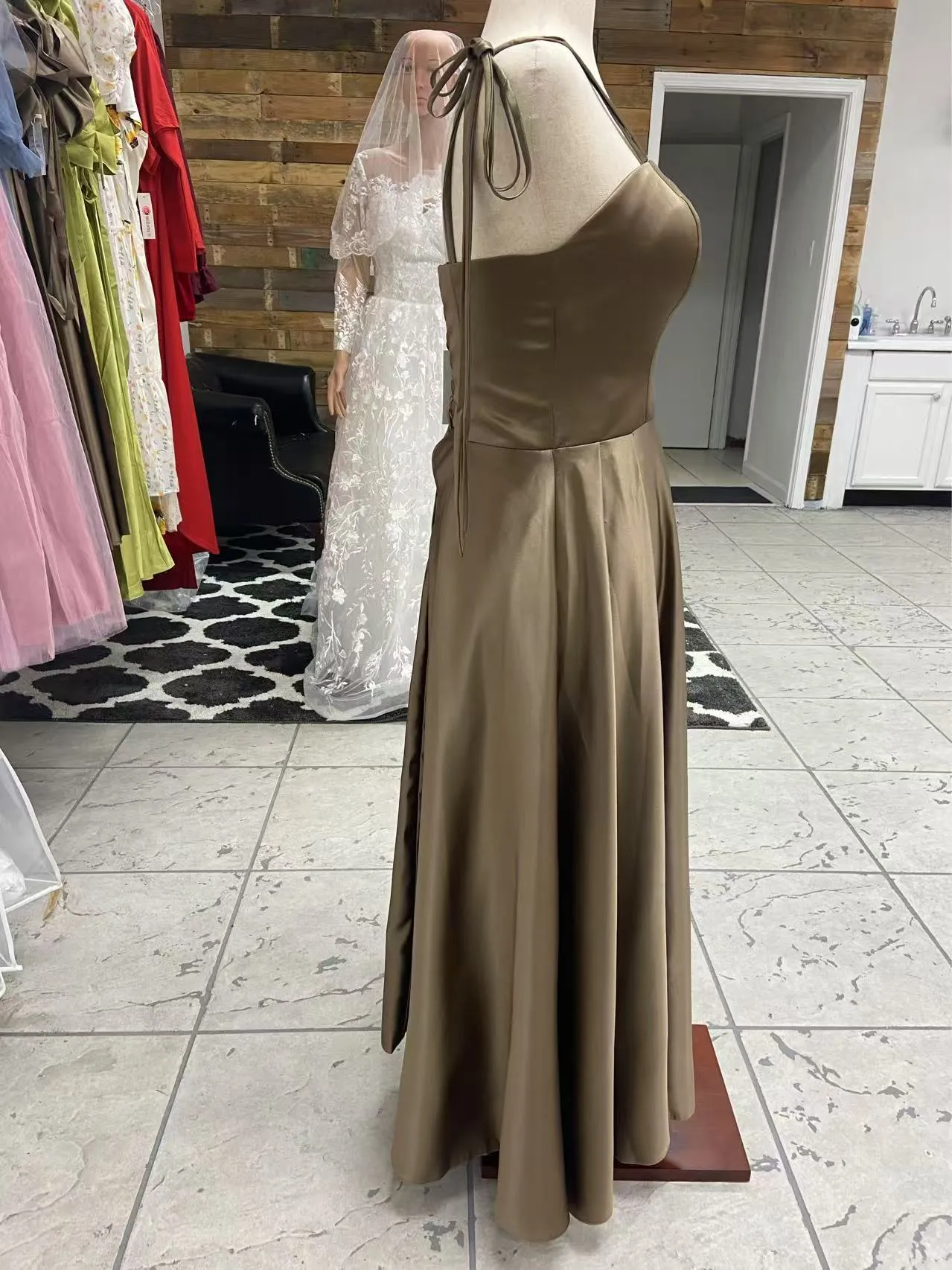Latte Corset Bridesmaids Dress photo 4